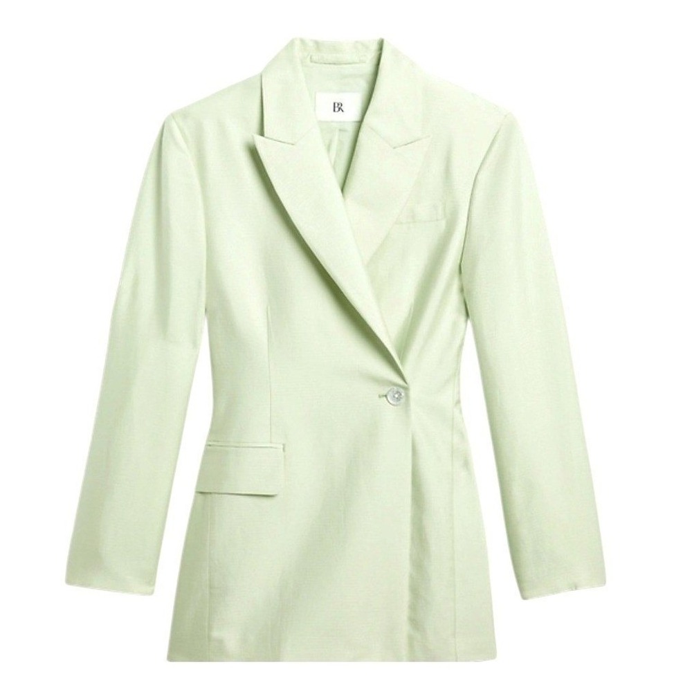 Banana Republic Womens 20 Frosted Celery Green Linen Blend Hourglass Blazer NWT